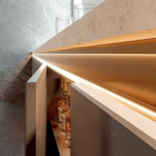 Concealed Handle for single open base cabinat with light