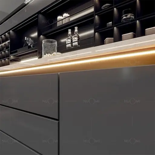 Concealed Handle for dual open base cabinat with light